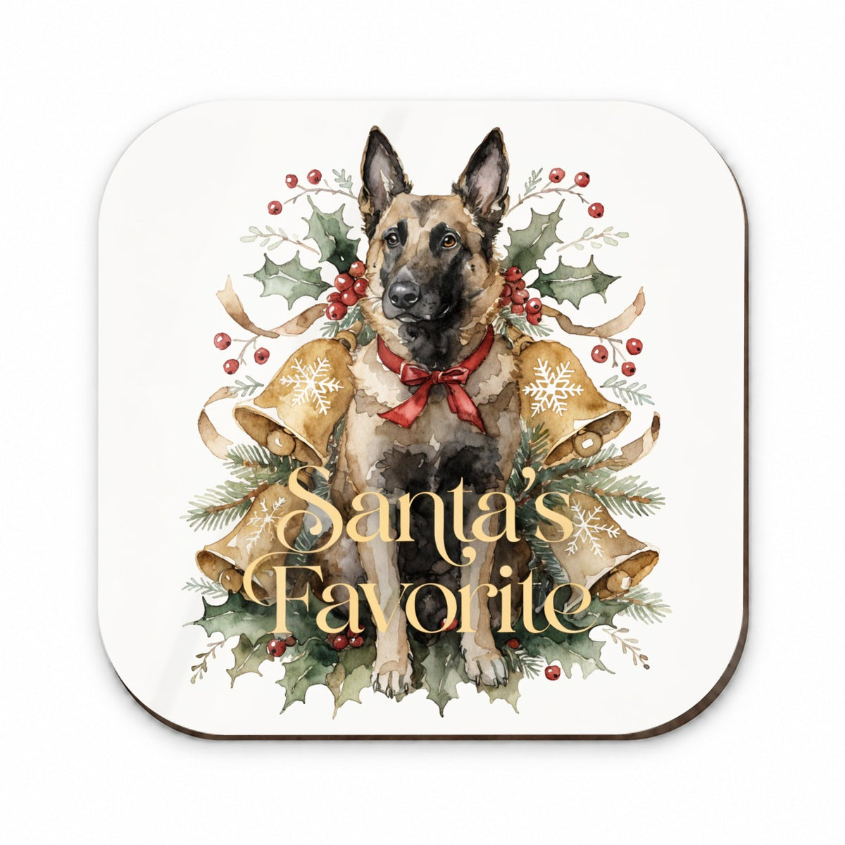 Belgian Malinois Dog Sitting Christmas Santa's Favorite Fridge Magnet