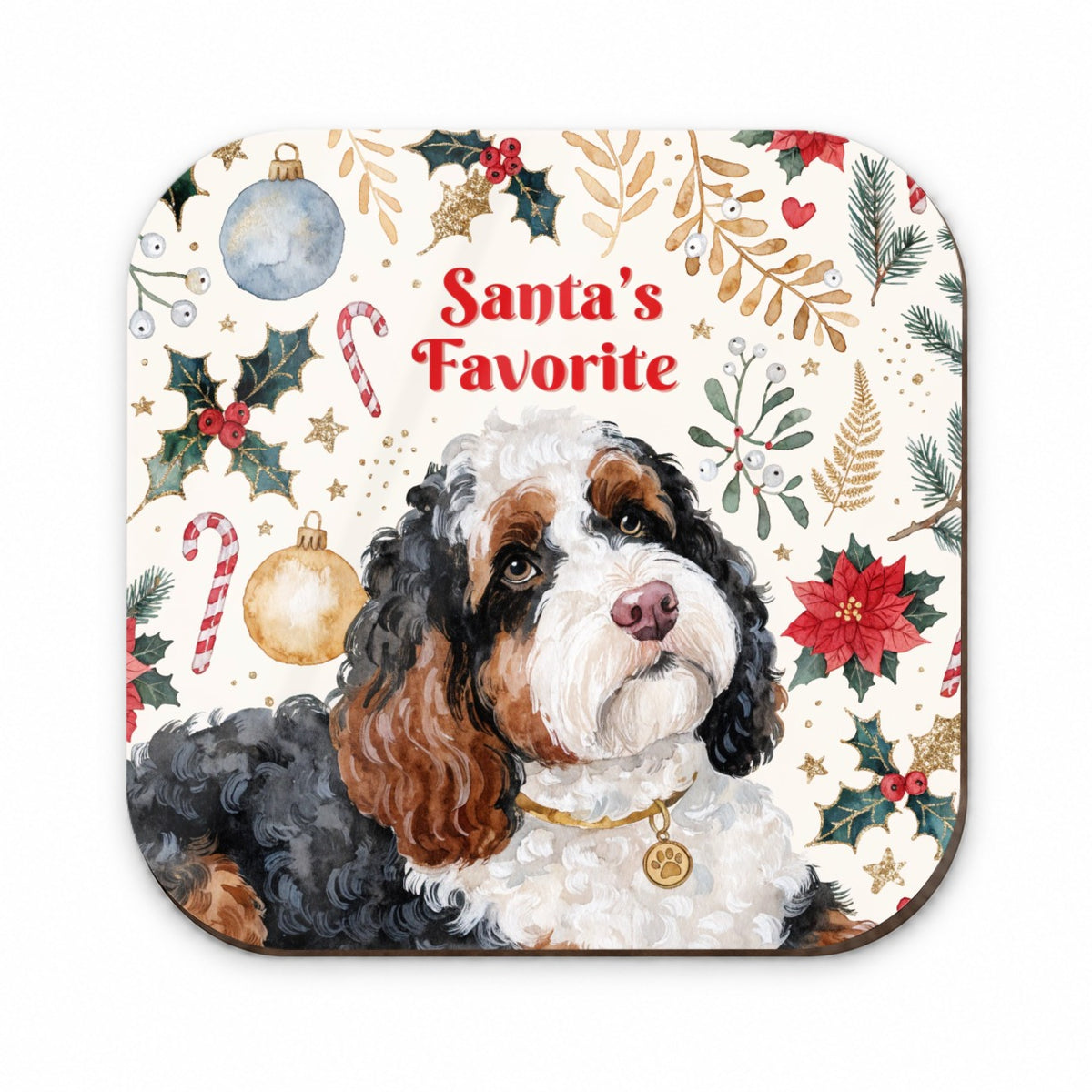 Bernedoodle Dog Christmas Santa's Favorite Fridge Magnet