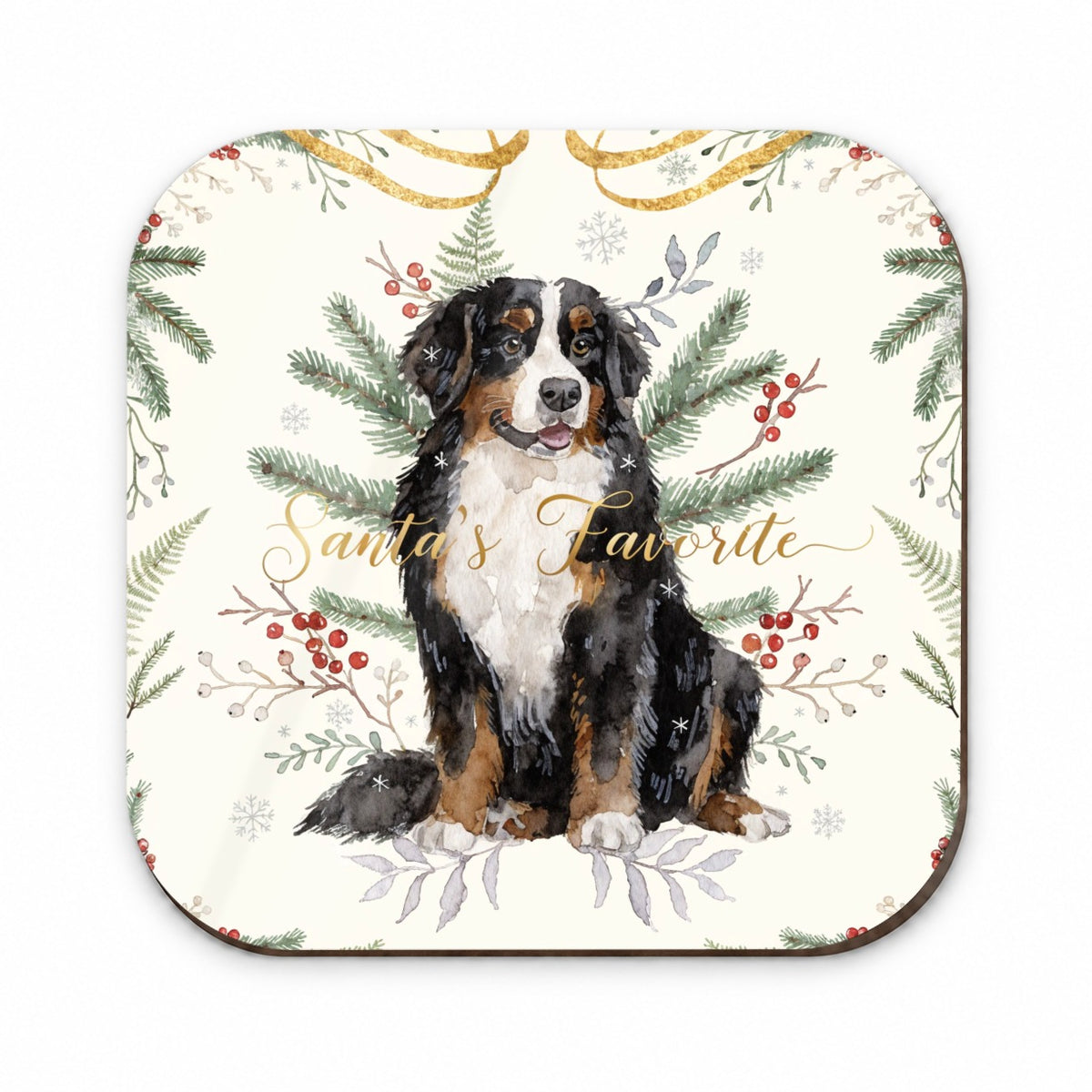 Bernese Mountain Dog Sitting Christmas Santa's Favorite Fridge Magnet
