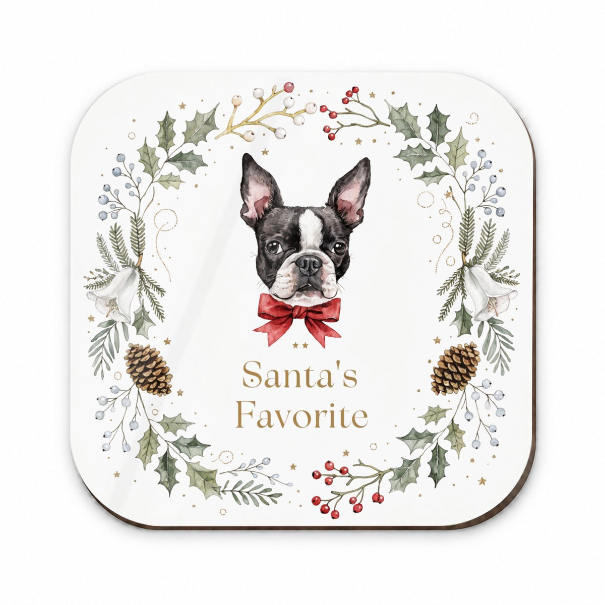 Boston Terrier Dog Christmas Santa's Favorite Fridge Magnet