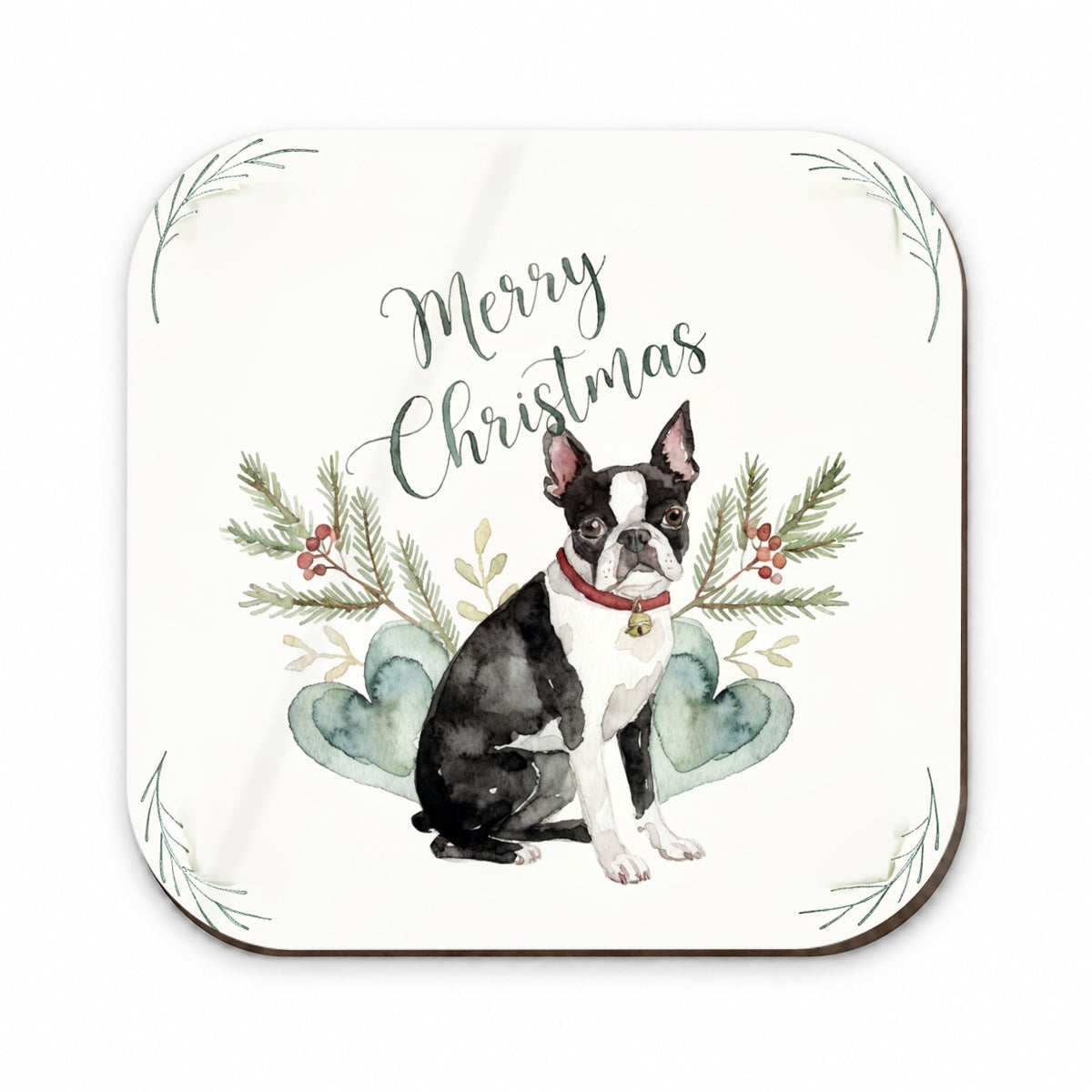 Boston Terrier Dog Merry Christmas Fridge Magnet
