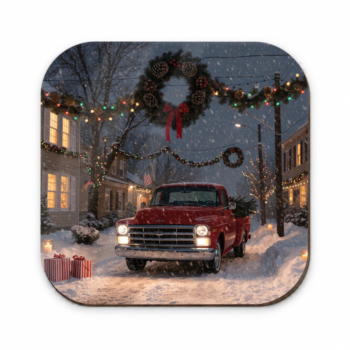 Christmas Red Truck Snow Fridge Magnet