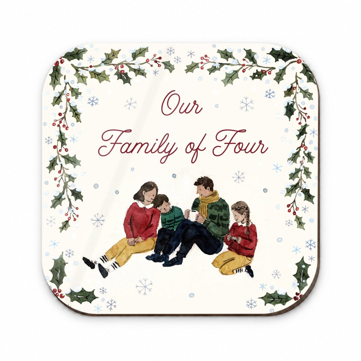 Family Of Four Christmas Fridge Magnet