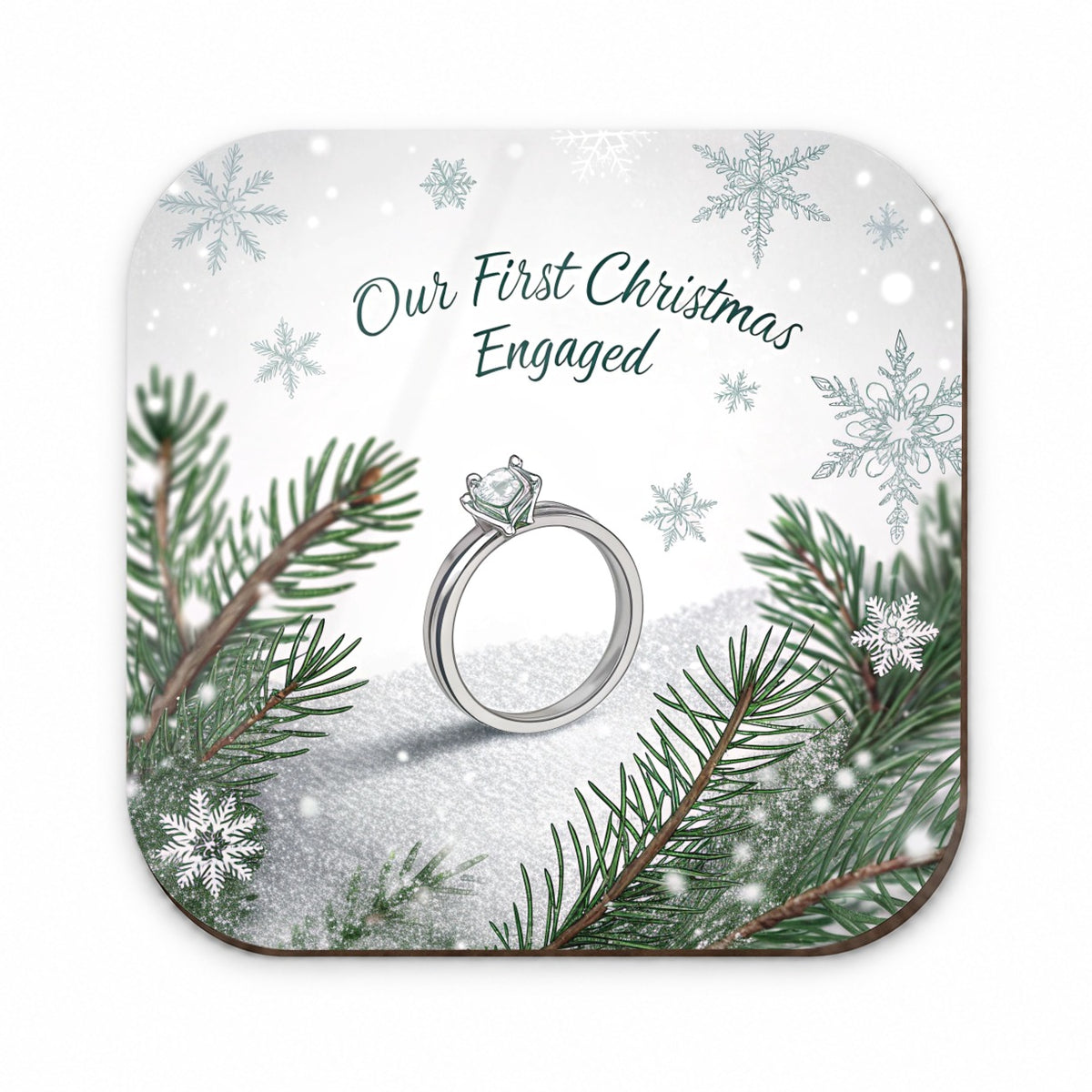 First Christmas Engaged Engagement Ring Fridge Magnet