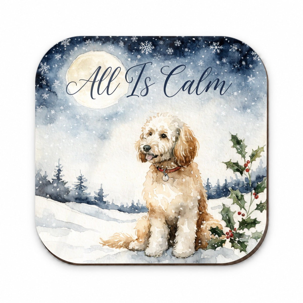 Goldendoodle Dog All Is Calm Christmas Fridge Magnet