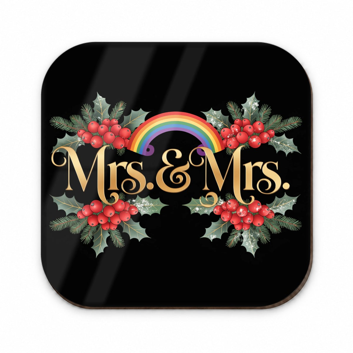 Mrs and Mrs Pride Lesbian LGBTQ Rainbow Christmas Fridge Magnet