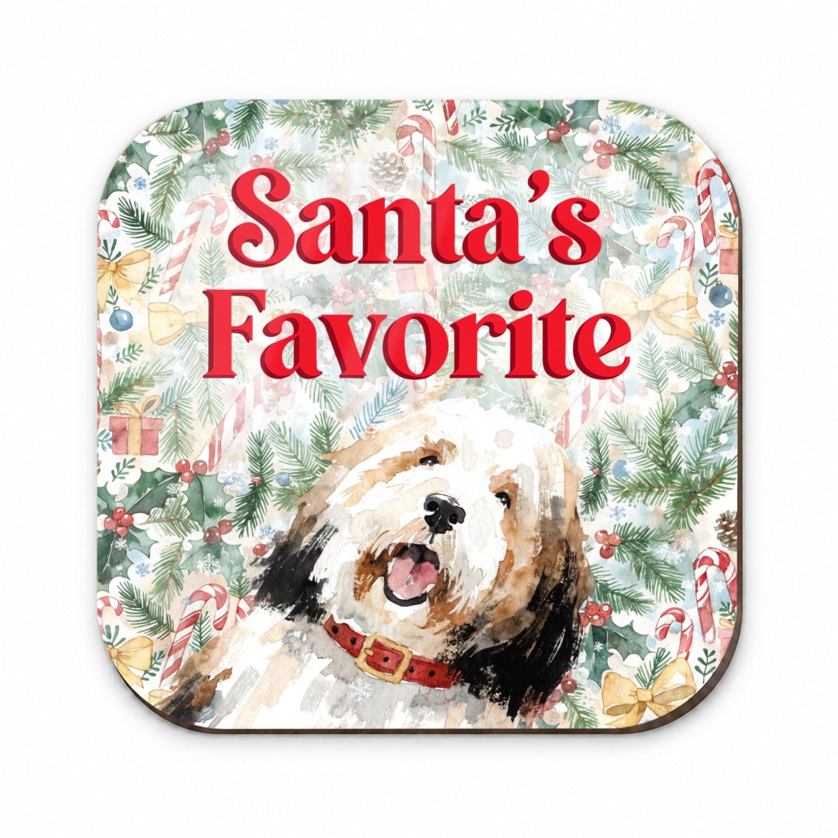 Old English Sheepdog Christmas Santa's Favorite Fridge Magnet
