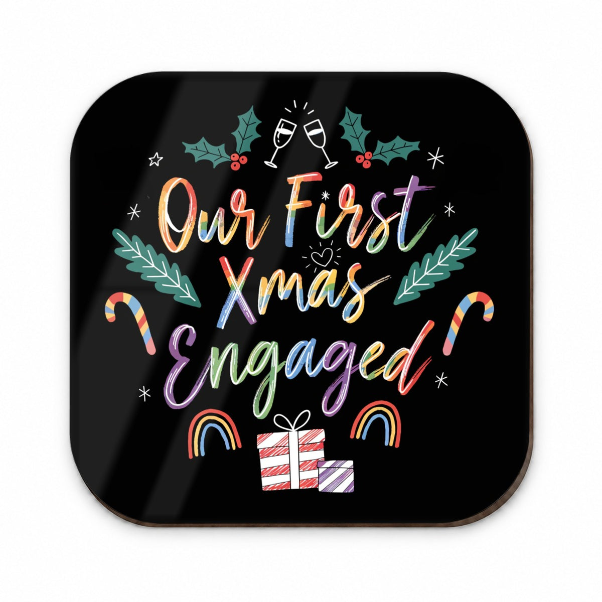 Our First Christmas Xmas Engaged LGBTQ Pride Cute Fridge Magnet