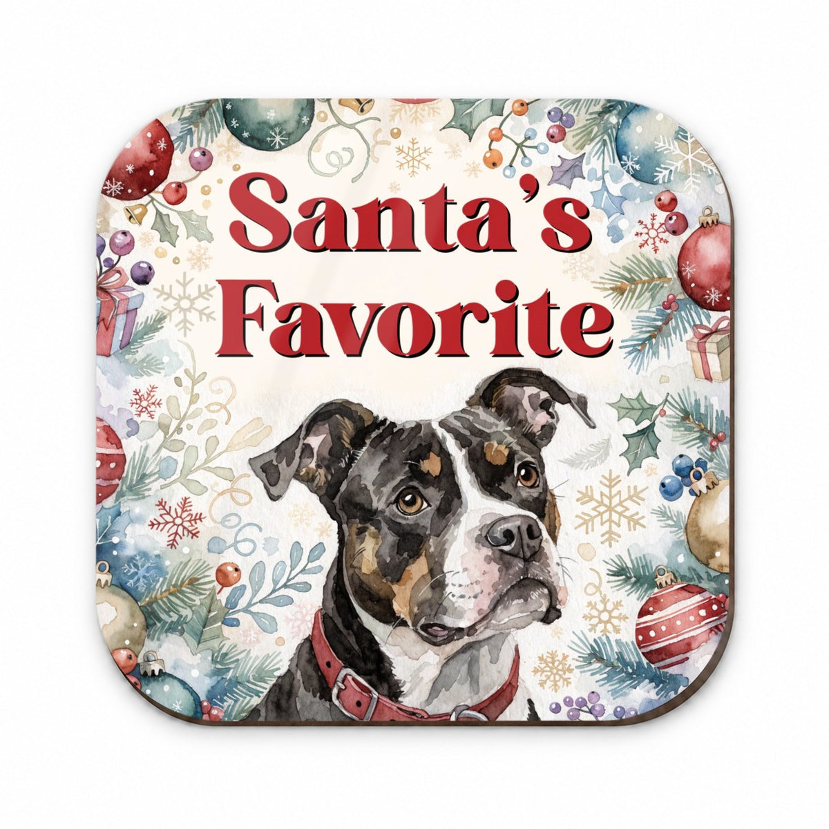 Pit Bull Mix Dog Christmas Santa's Favorite Fridge Magnet