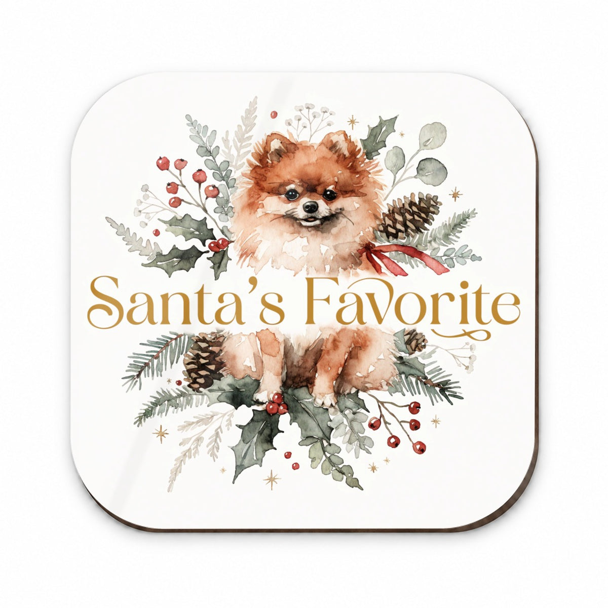 Pomeranian Dog Christmas Santa's Favorite Fridge Magnet