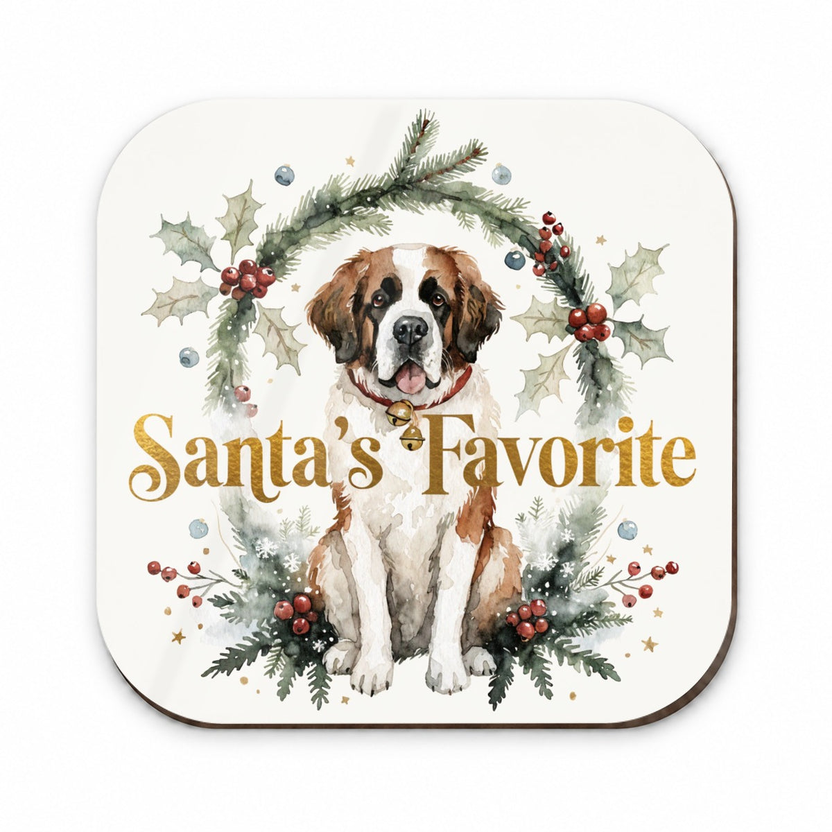 Saint Bernard Dog Christmas Santa's Favorite Fridge Magnet