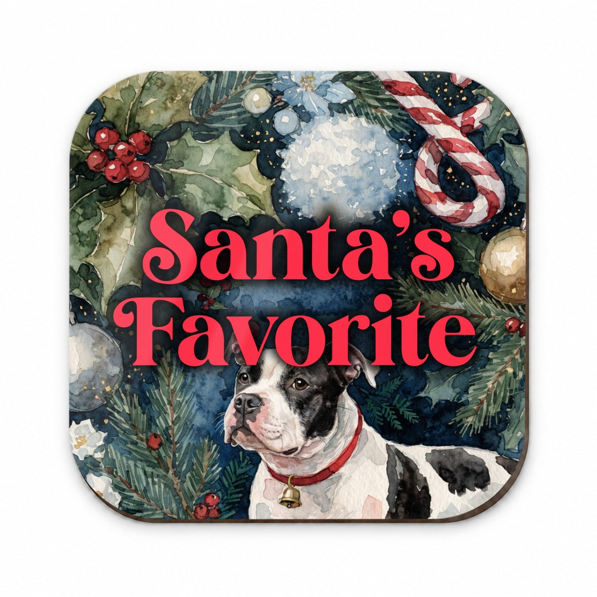 Staffordshire Bull Terrier Dog Christmas Santa's Favorite Fridge Magnet