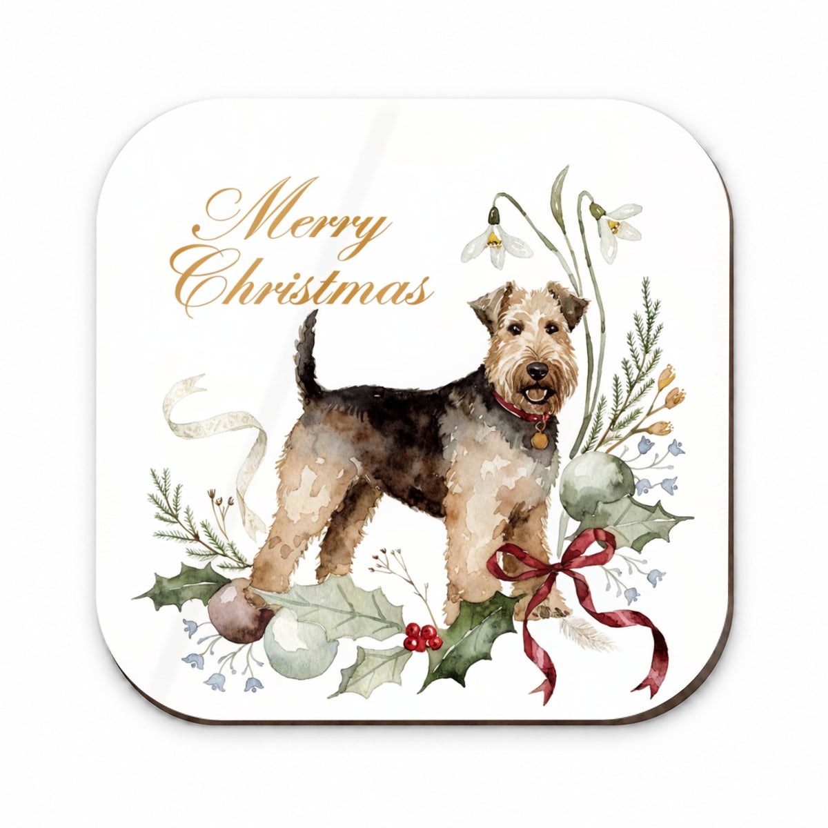 Welsh Terrier Dog Merry Christmas Fridge Magnet