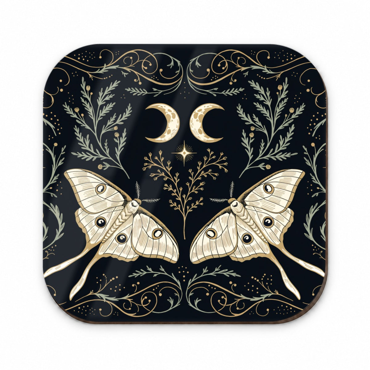 Celestial Moths Crescent Moons Fridge Magnet