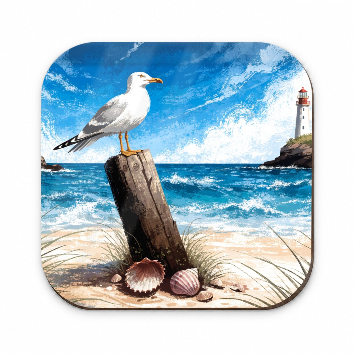 Coastal Seagull Beach Scene Fridge Magnet