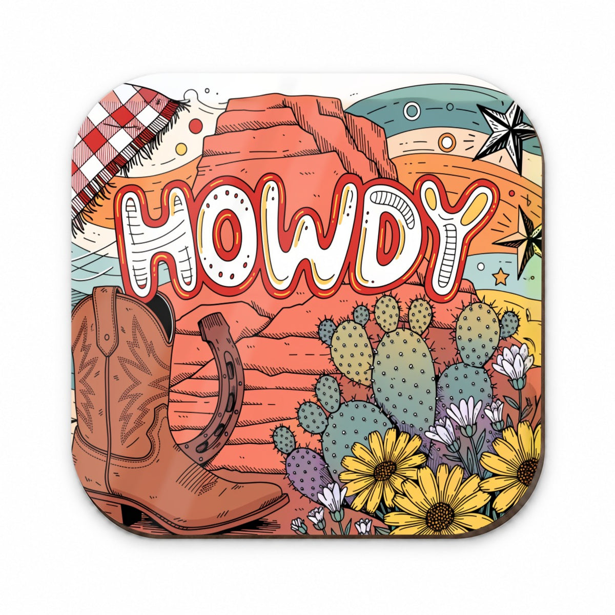 Howdy Country Cowboy Boot Cactus Fridge Magnet