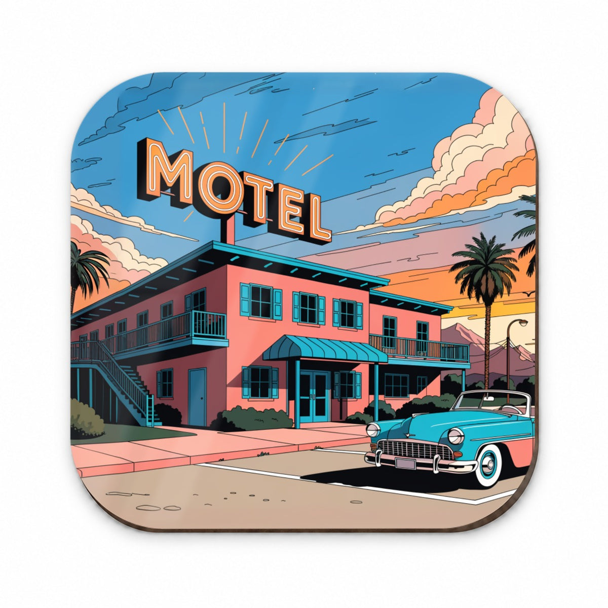 Mid Century Roadside Motel Fridge Magnet