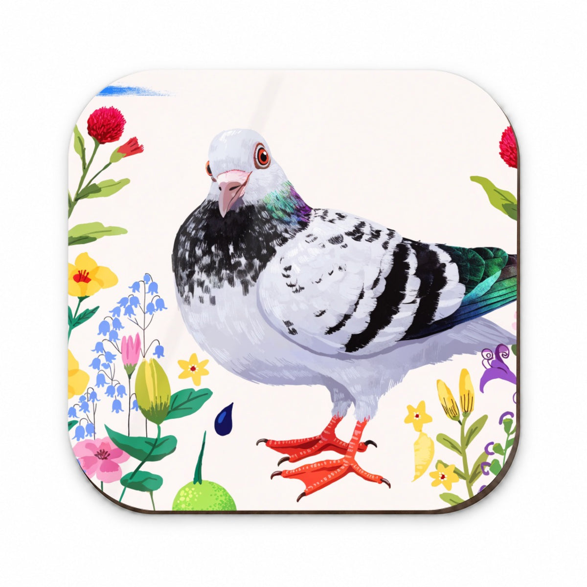 Pigeon With Wildflowers Fridge Magnet
