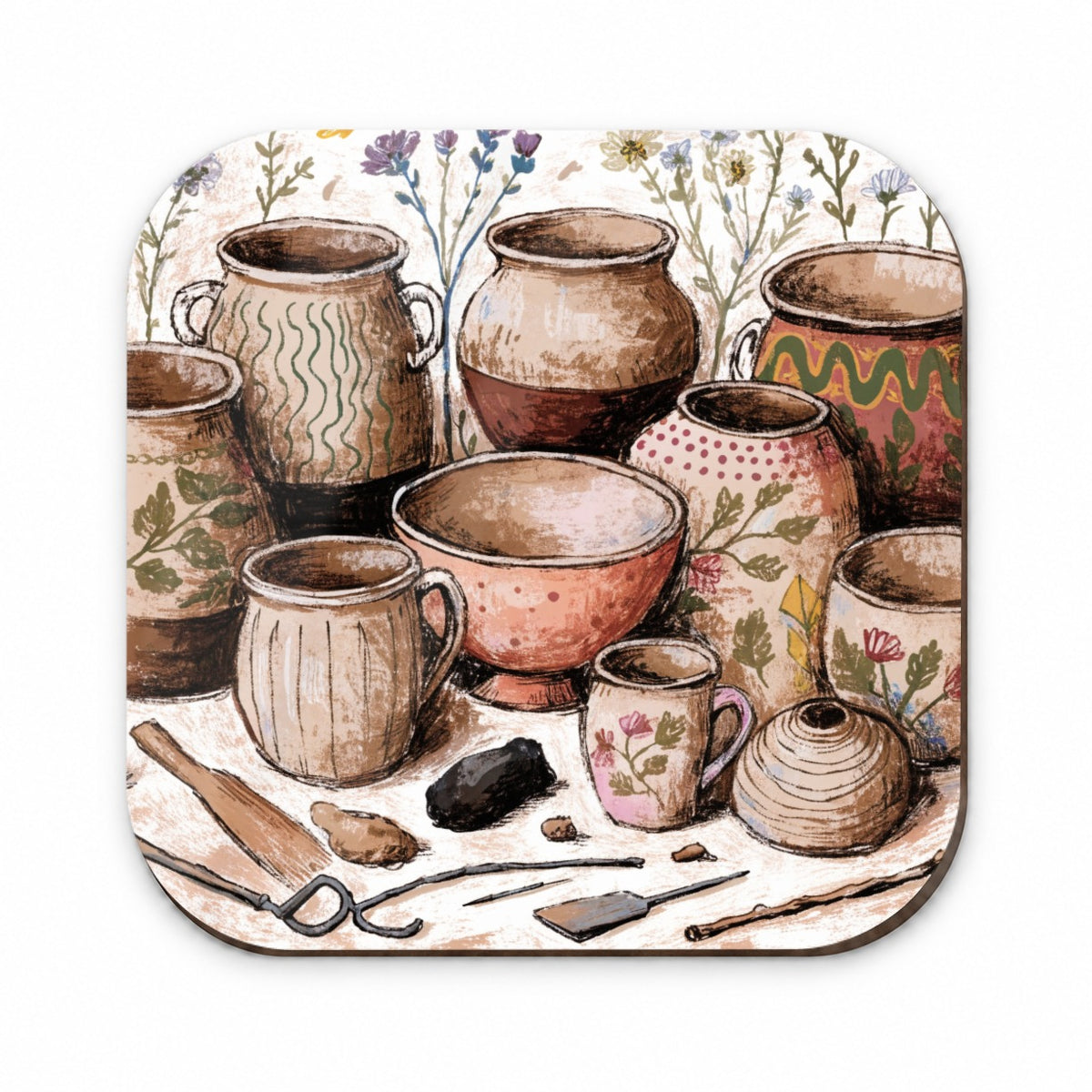 Pottery Ceramics Floral Fridge Magnet