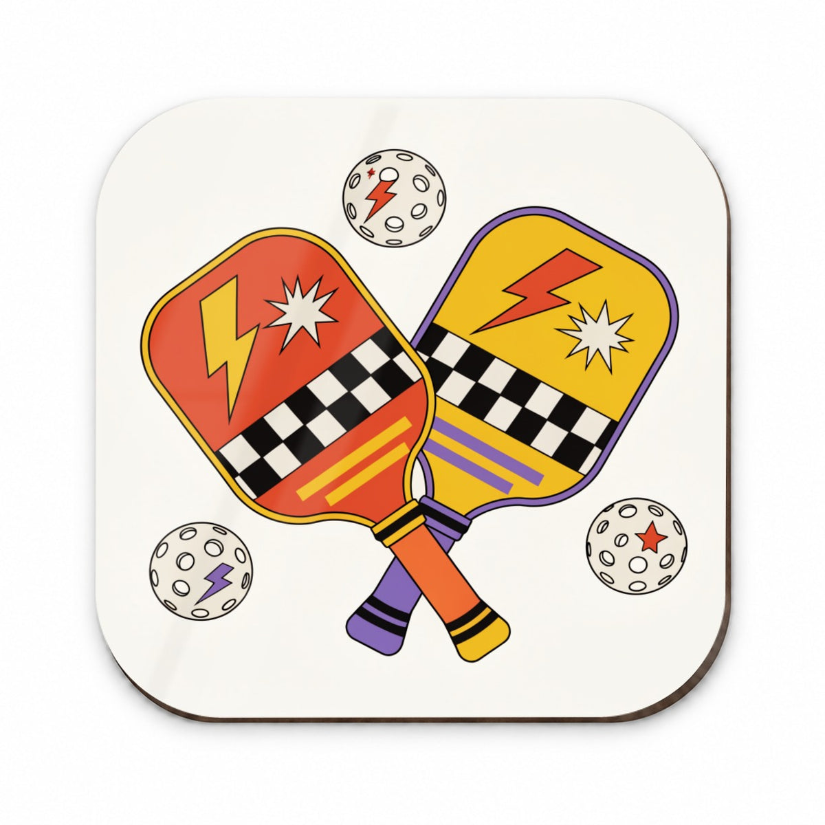 Retro Pickleball Paddles Balls Fridge Magnet