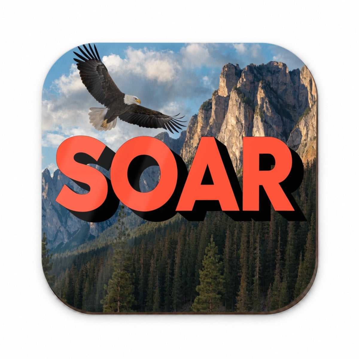 Soar Inspirational Bald Eagle Mountain Fridge Magnet