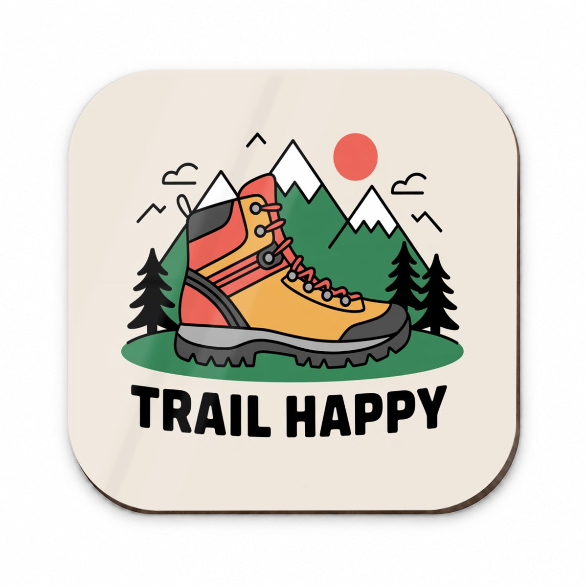 Trail Happy Hiking Boot Mountains Hiker Fridge Magnet