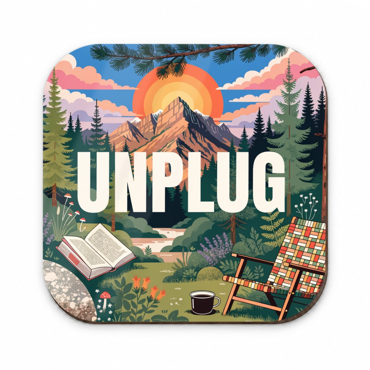 Unplug Cozy Camping Book Fridge Magnet