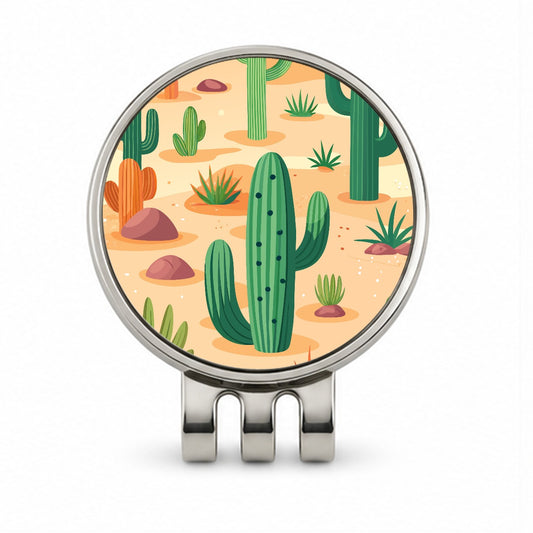 Cactus Cacti Desert Scattered Pattern Golf Hat Clip with Ball Marker