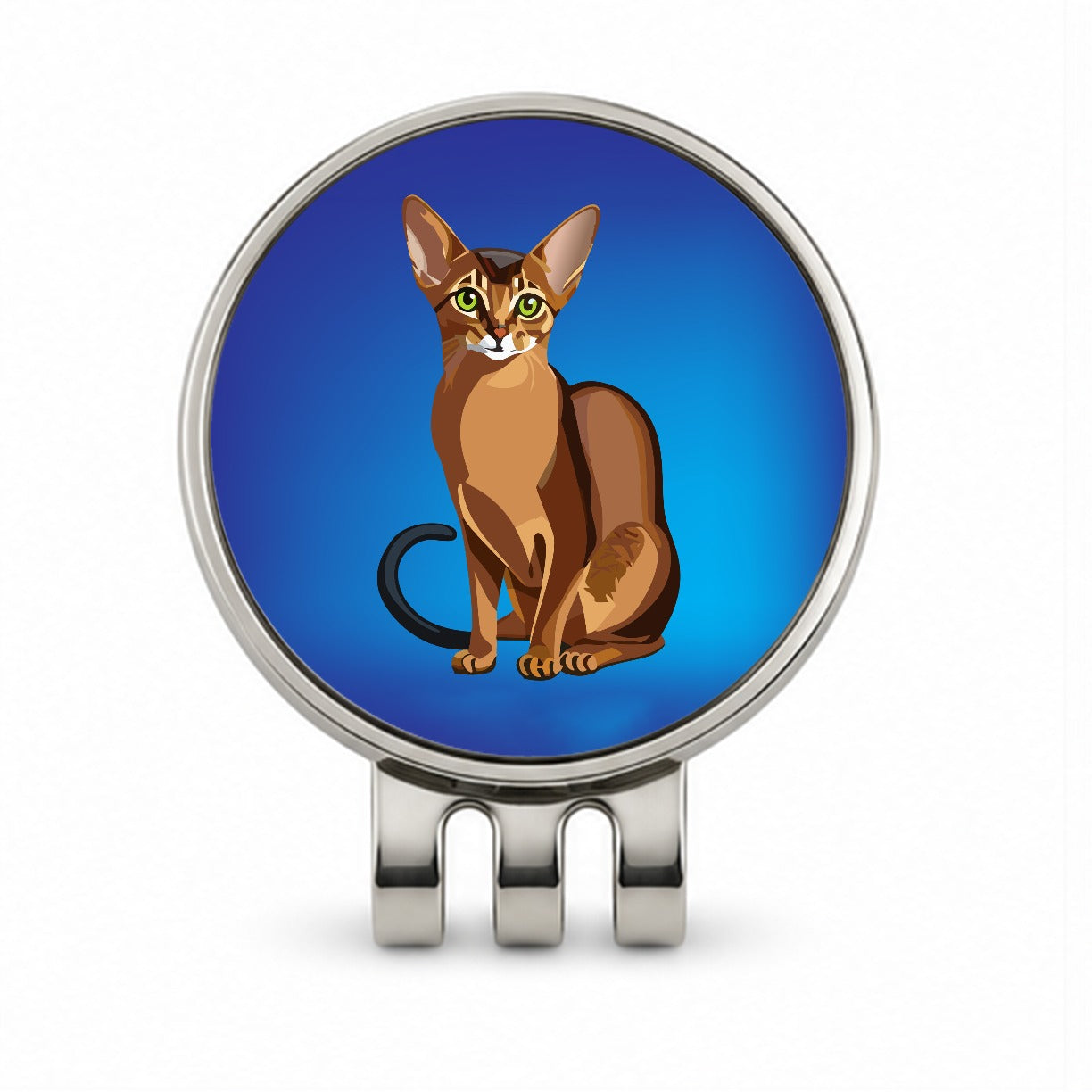 Abyssinian Cat Sitting Golf Hat Clip with Ball Marker