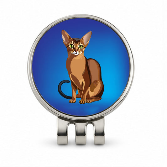 Abyssinian Cat Sitting Golf Hat Clip with Ball Marker