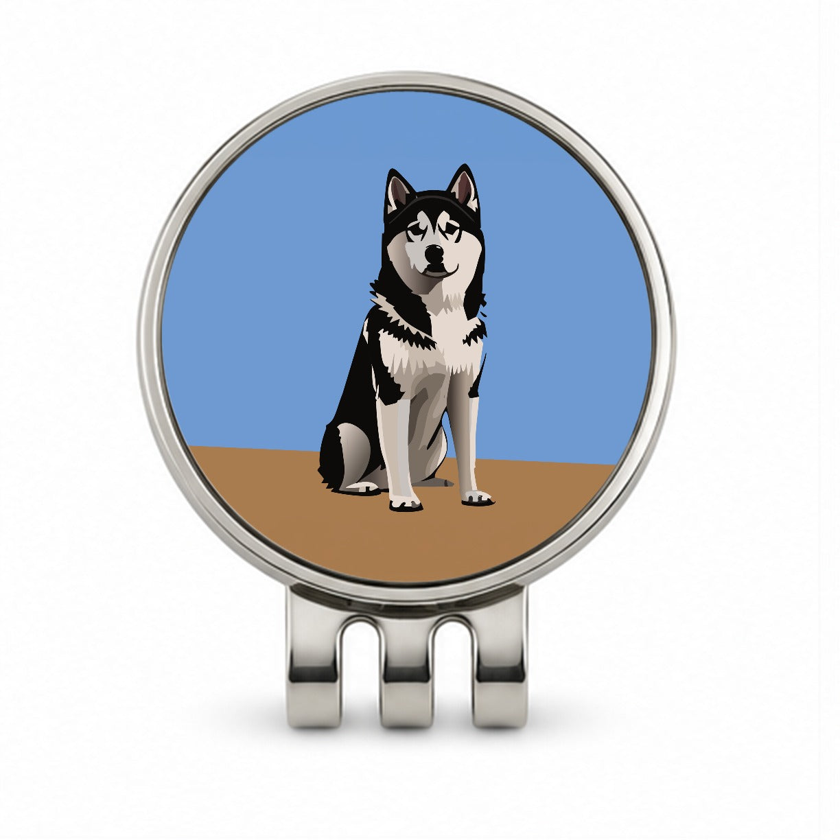 Alaskan Klee Kai Dog Sitting Golf Hat Clip with Ball Marker