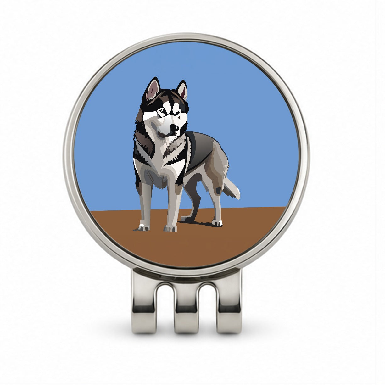 Alaskan Malamute Dog Standing Golf Hat Clip with Ball Marker