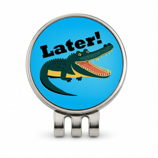 Alligator Later Gator Funny Golf Hat Clip with Ball Marker