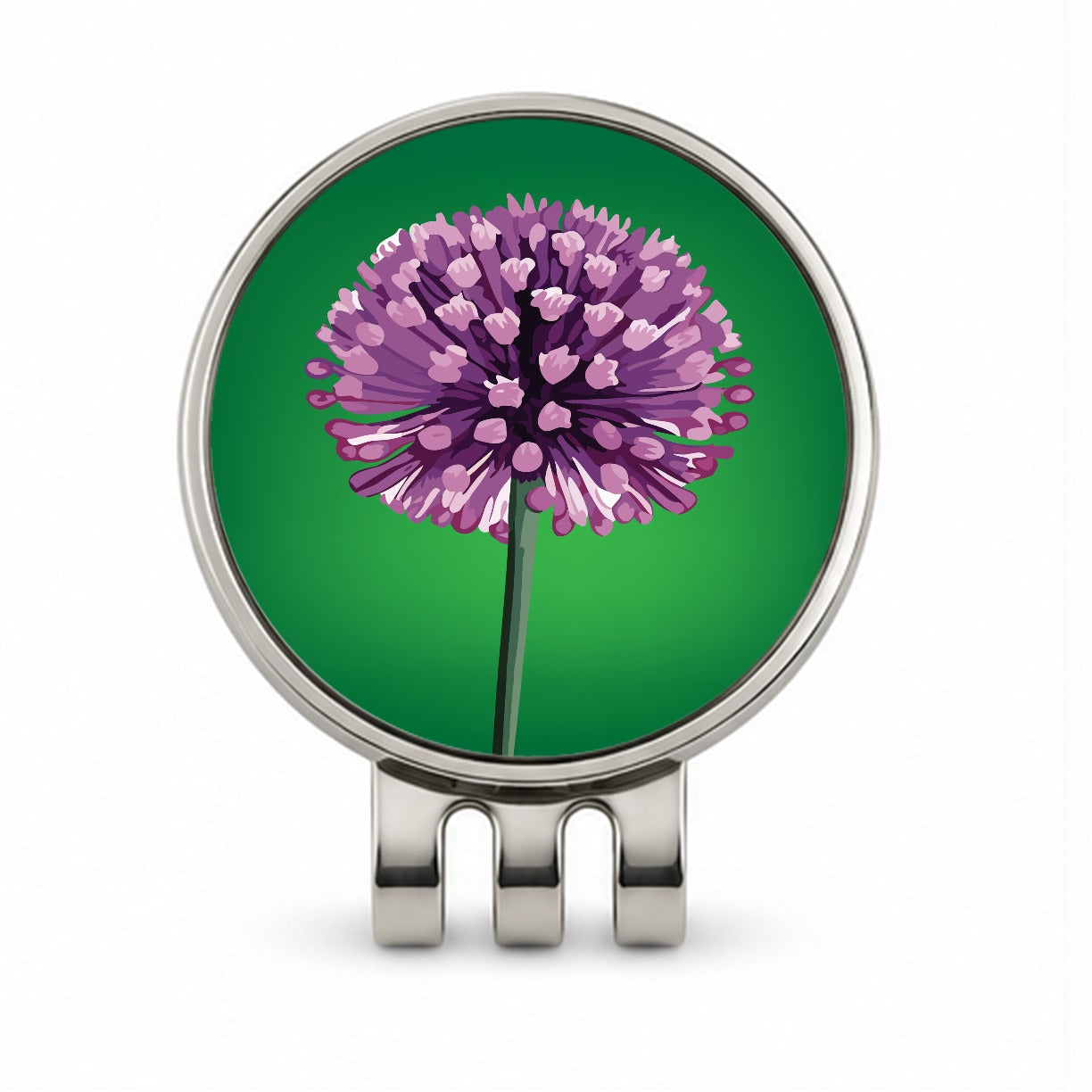 Allium Flower Purple Watercolor Golf Hat Clip with Ball Marker