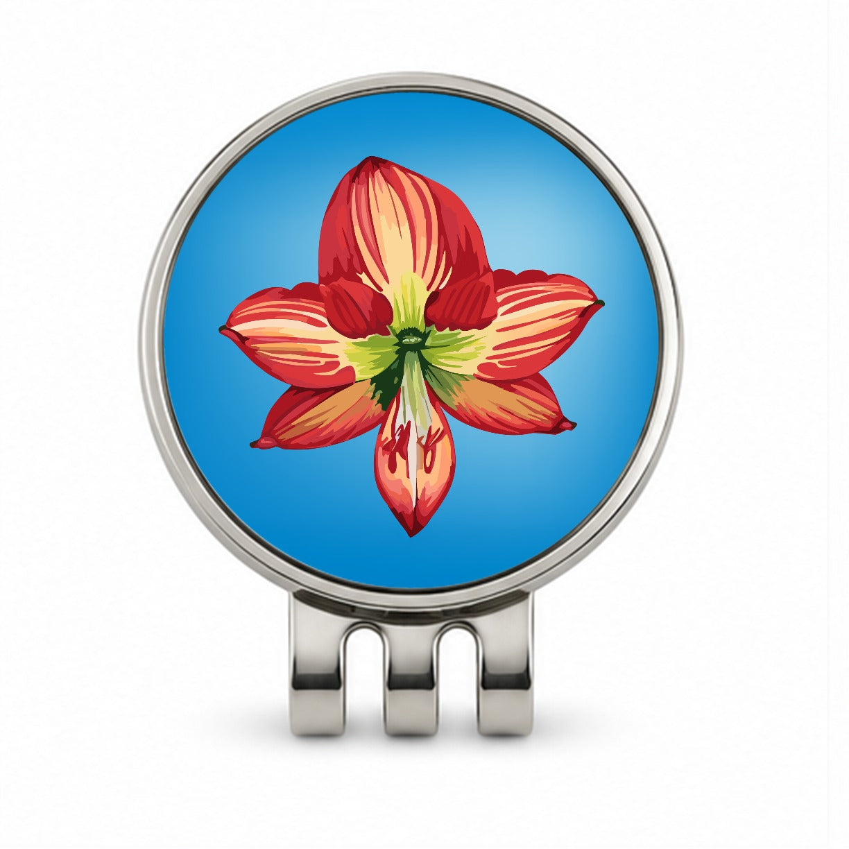 Amaryllis Flower Christmas Golf Hat Clip with Ball Marker