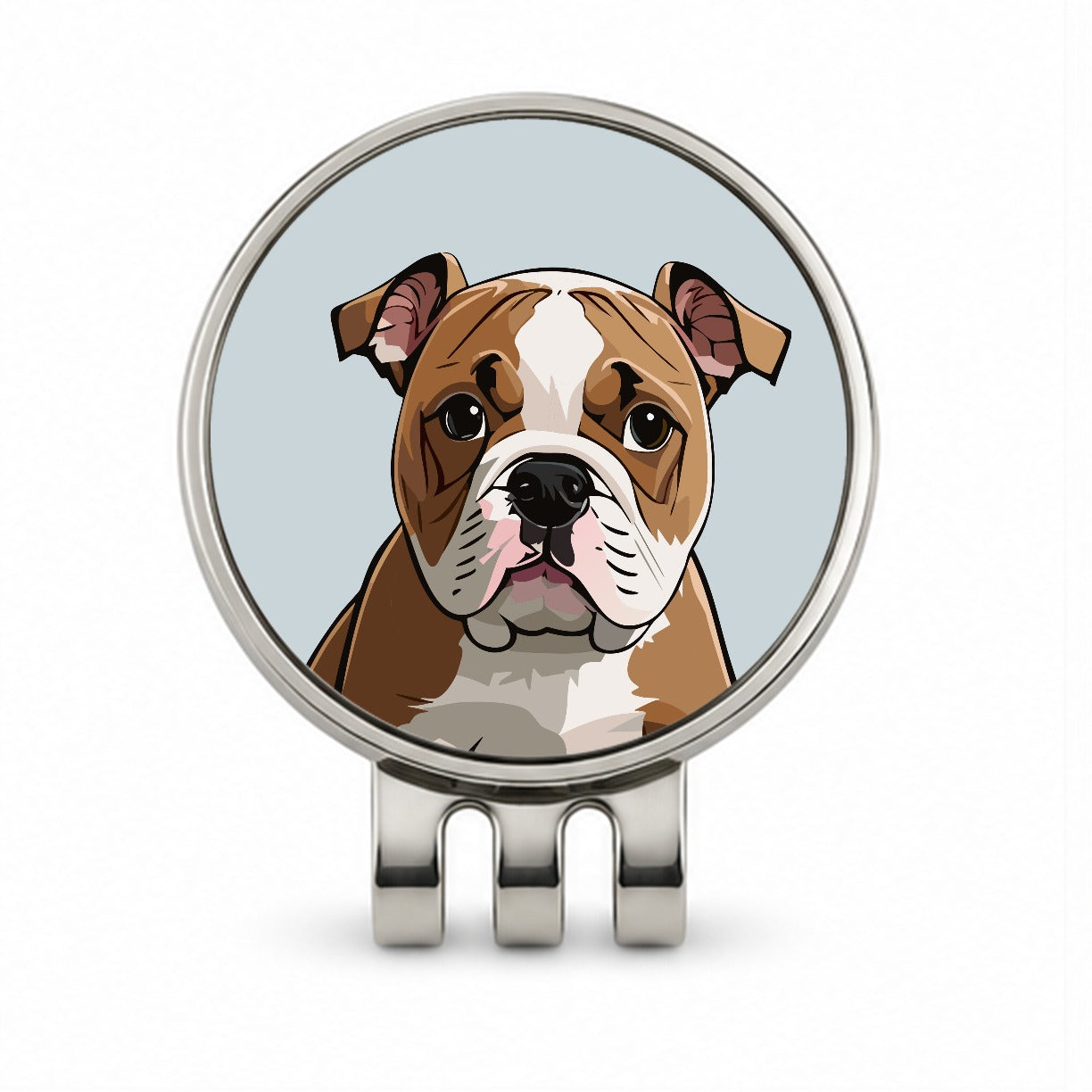 American Bulldog Staring Golf Hat Clip with Ball Marker