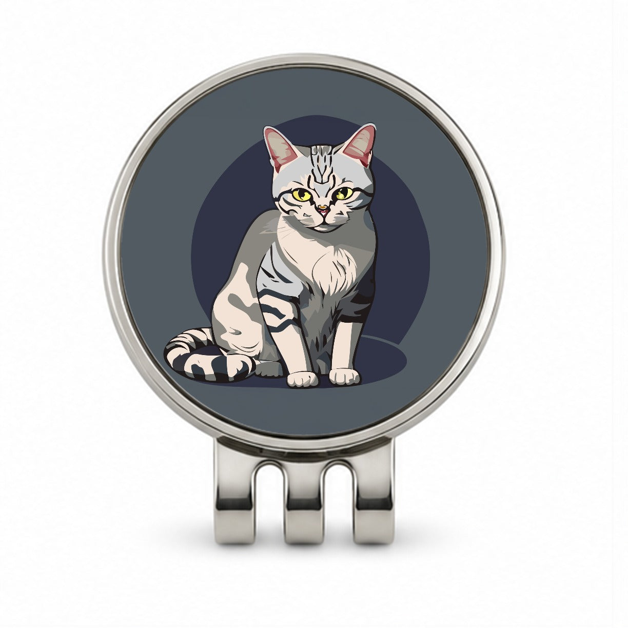 American Shorthair Cat Sitting Golf Hat Clip with Ball Marker