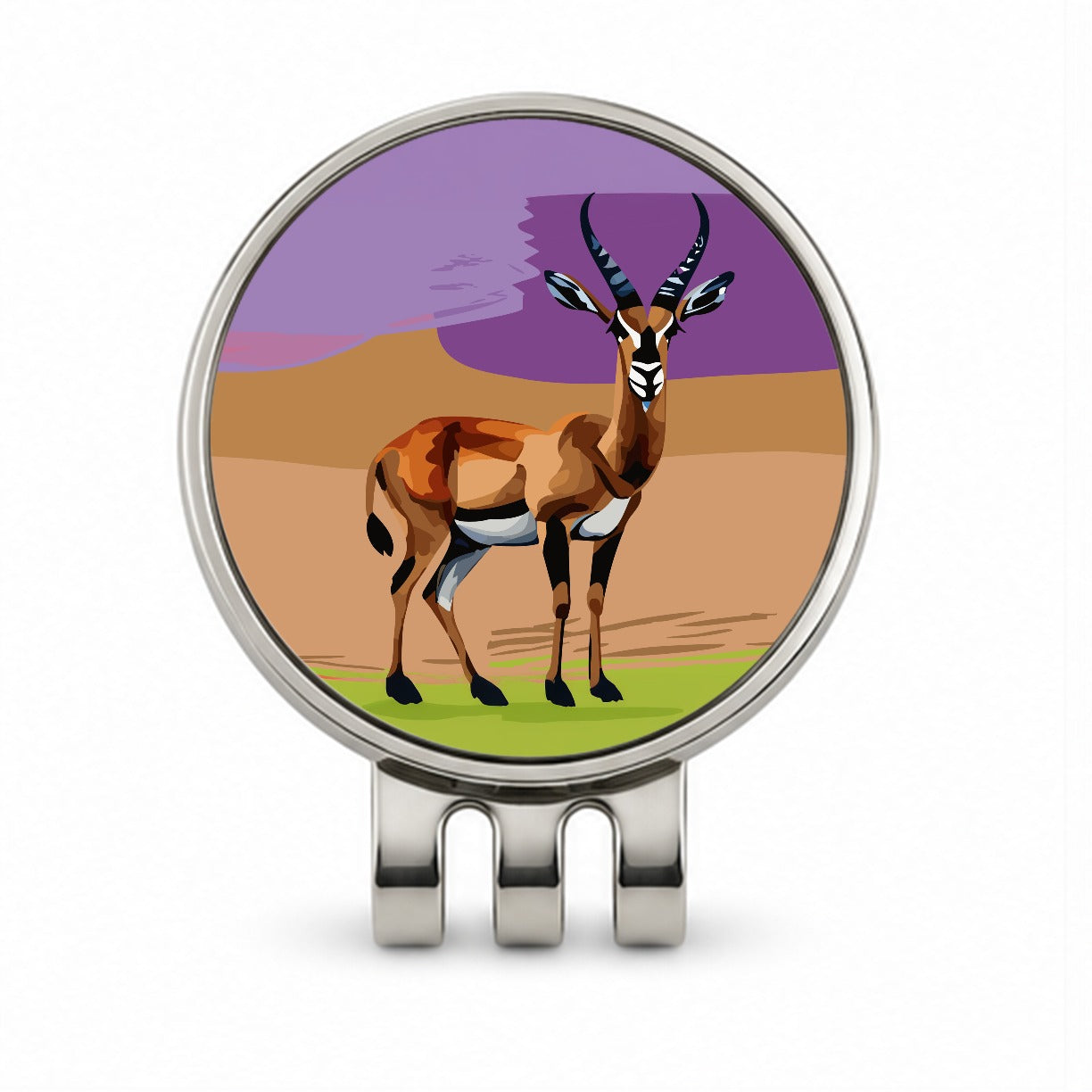 Antelope Buck Watercolor Golf Hat Clip with Ball Marker