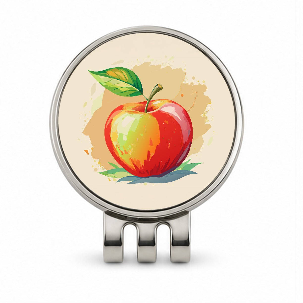Apple Watercolor Teacher Golf Hat Clip with Ball Marker