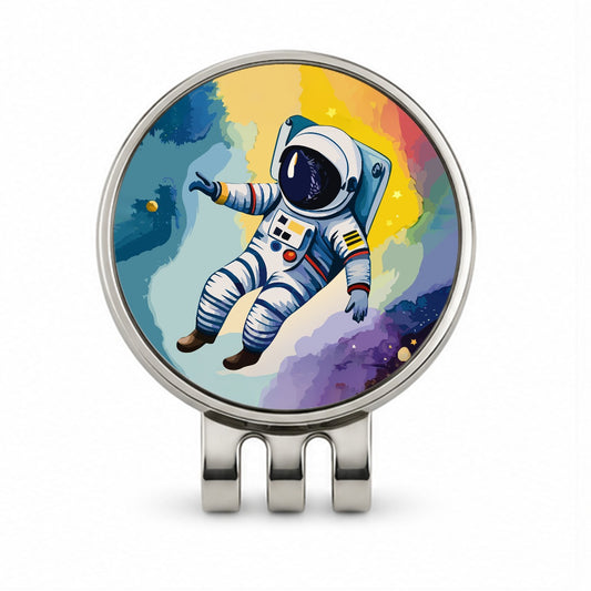 Astronaut Floating in Space Astronomy Golf Hat Clip with Ball Marker