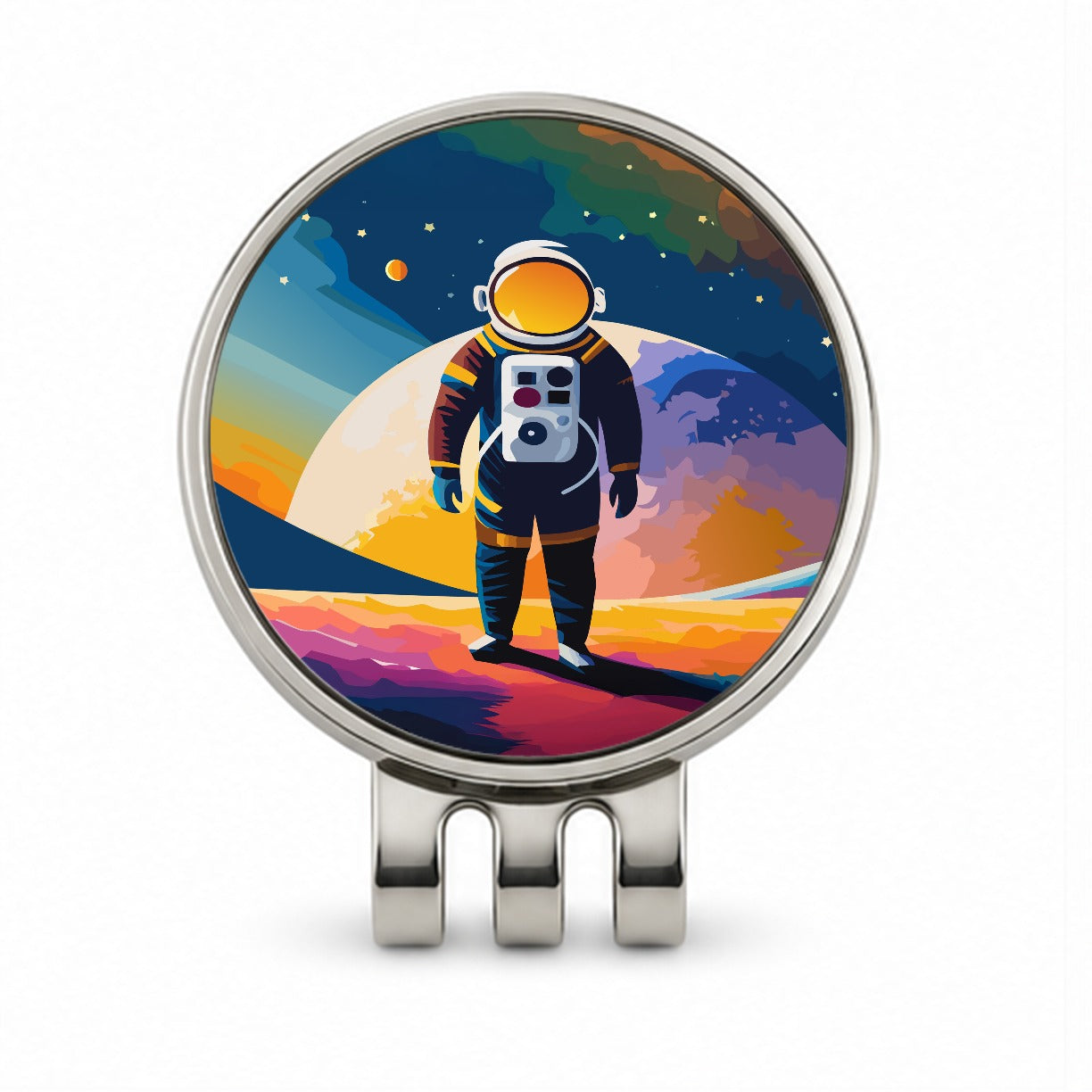 Astronaut Standing Space Astronomy Golf Hat Clip with Ball Marker