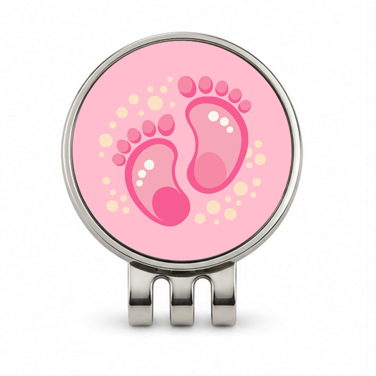 Baby Footprints Pink Golf Hat Clip with Ball Marker