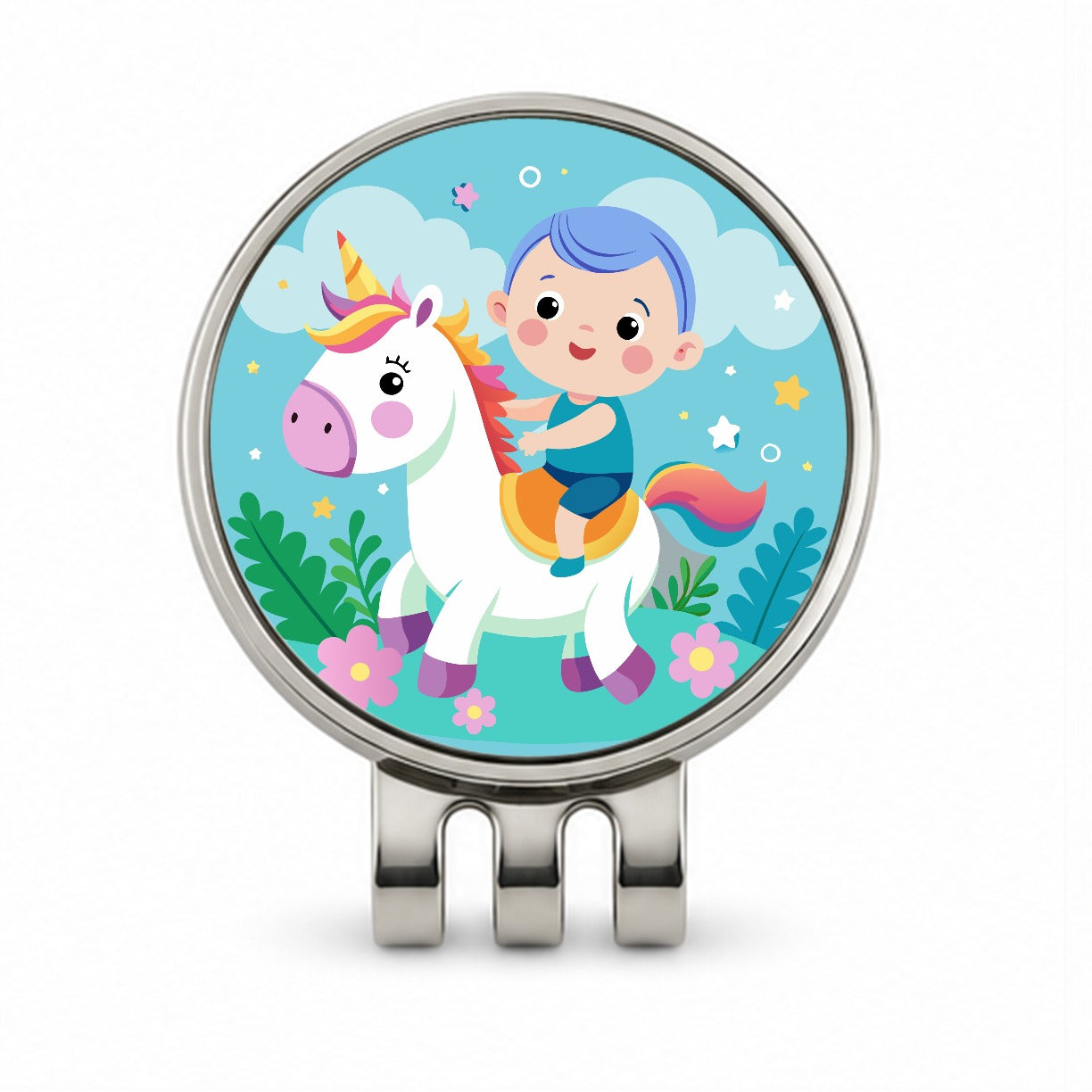 Baby Riding Unicorn Cute Funny Golf Hat Clip with Ball Marker