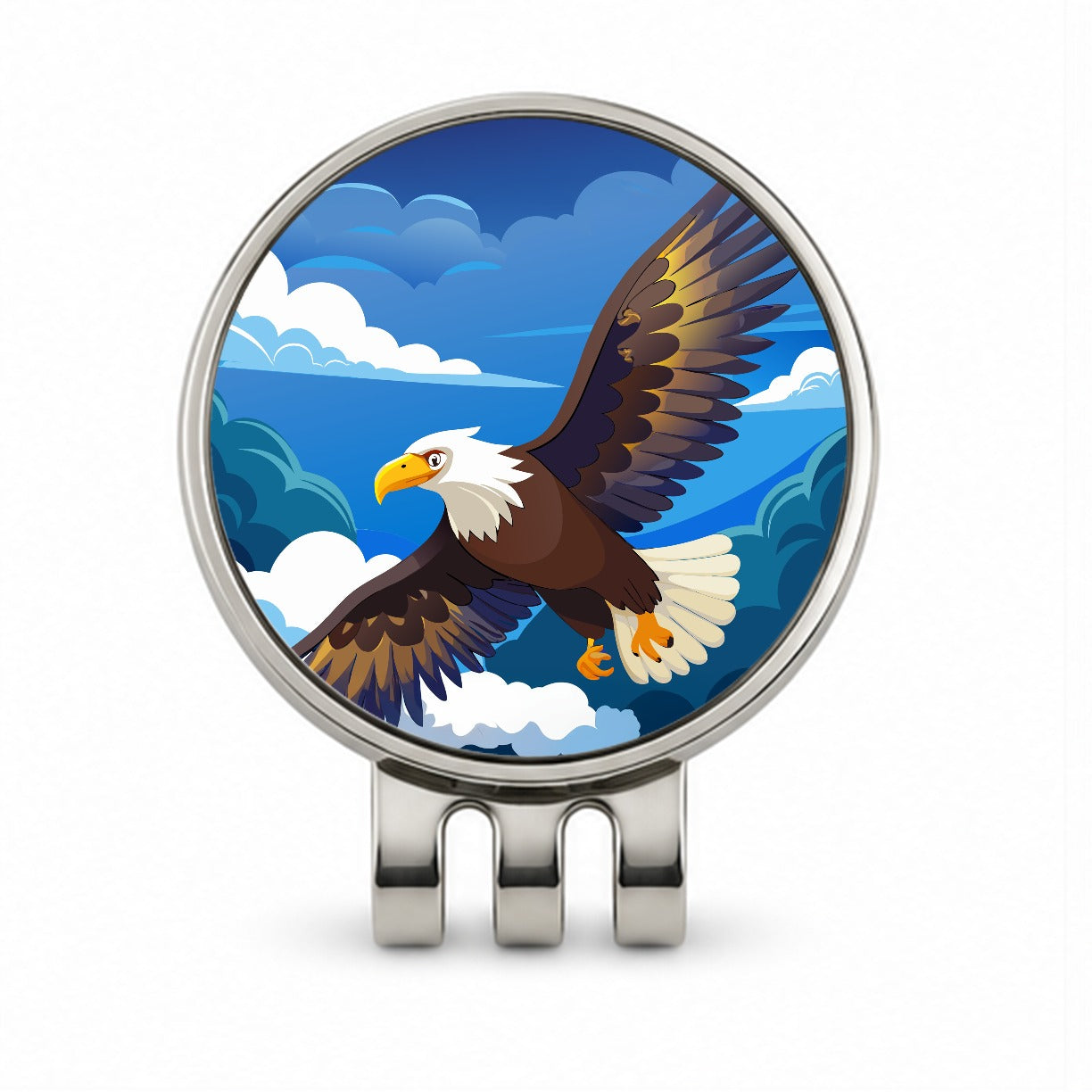Bald Eagle Flying Golf Hat Clip with Ball Marker