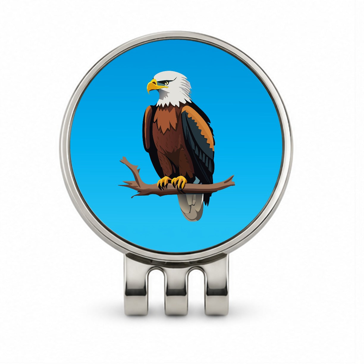 Bald Eagle on Branch Golf Hat Clip with Ball Marker