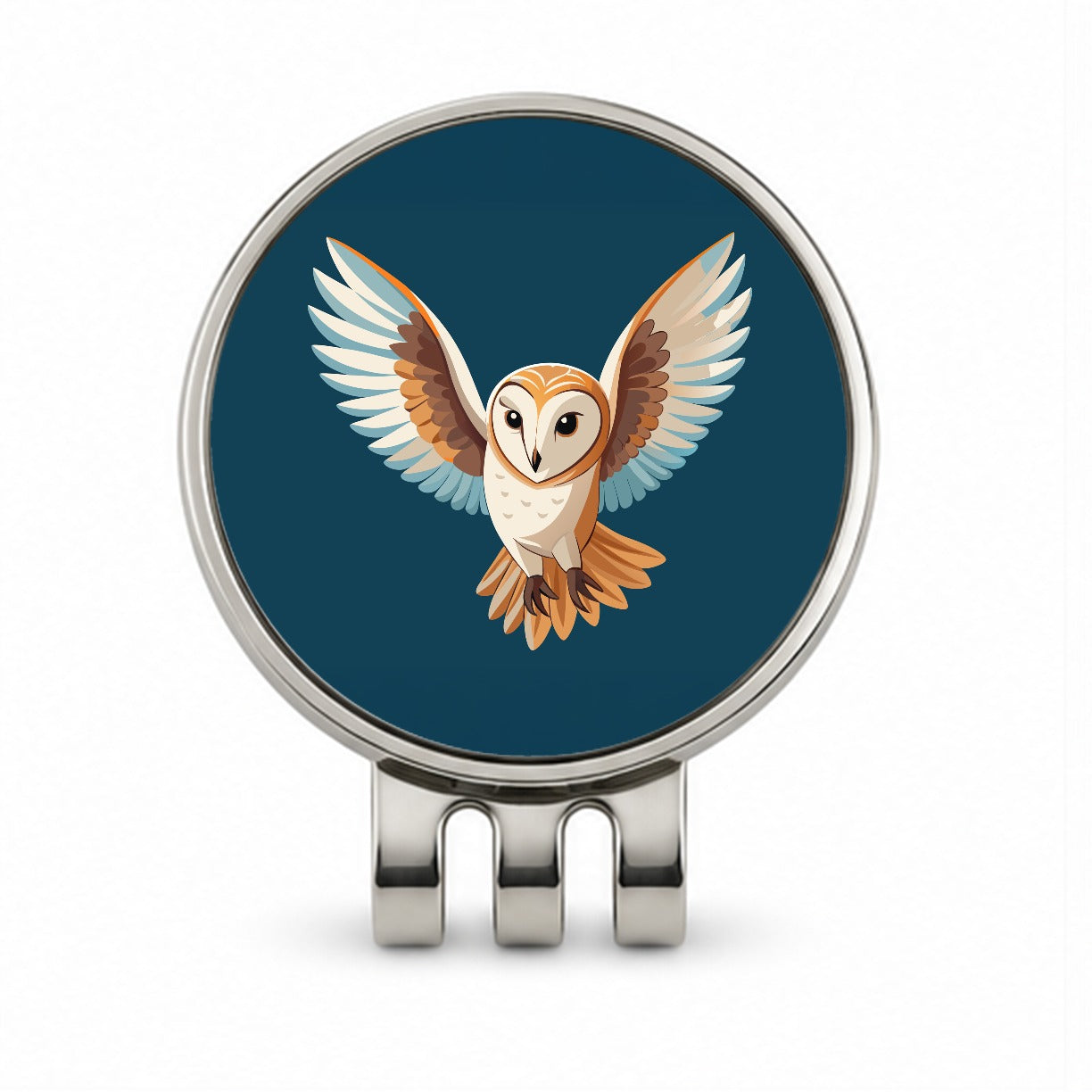 Barn Owl Bird Flying Golf Hat Clip with Ball Marker