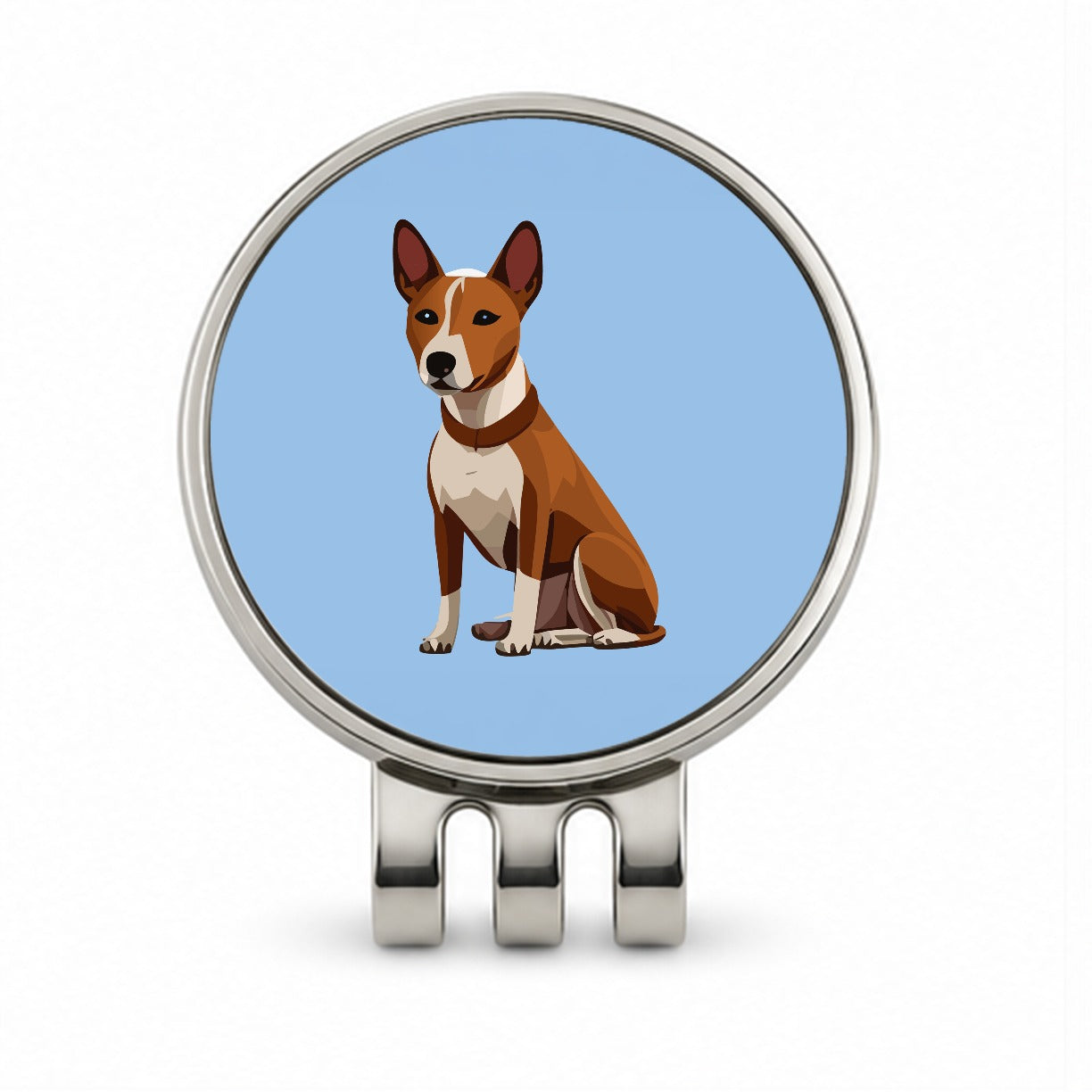 Basenji Dog Sitting Golf Hat Clip with Ball Marker