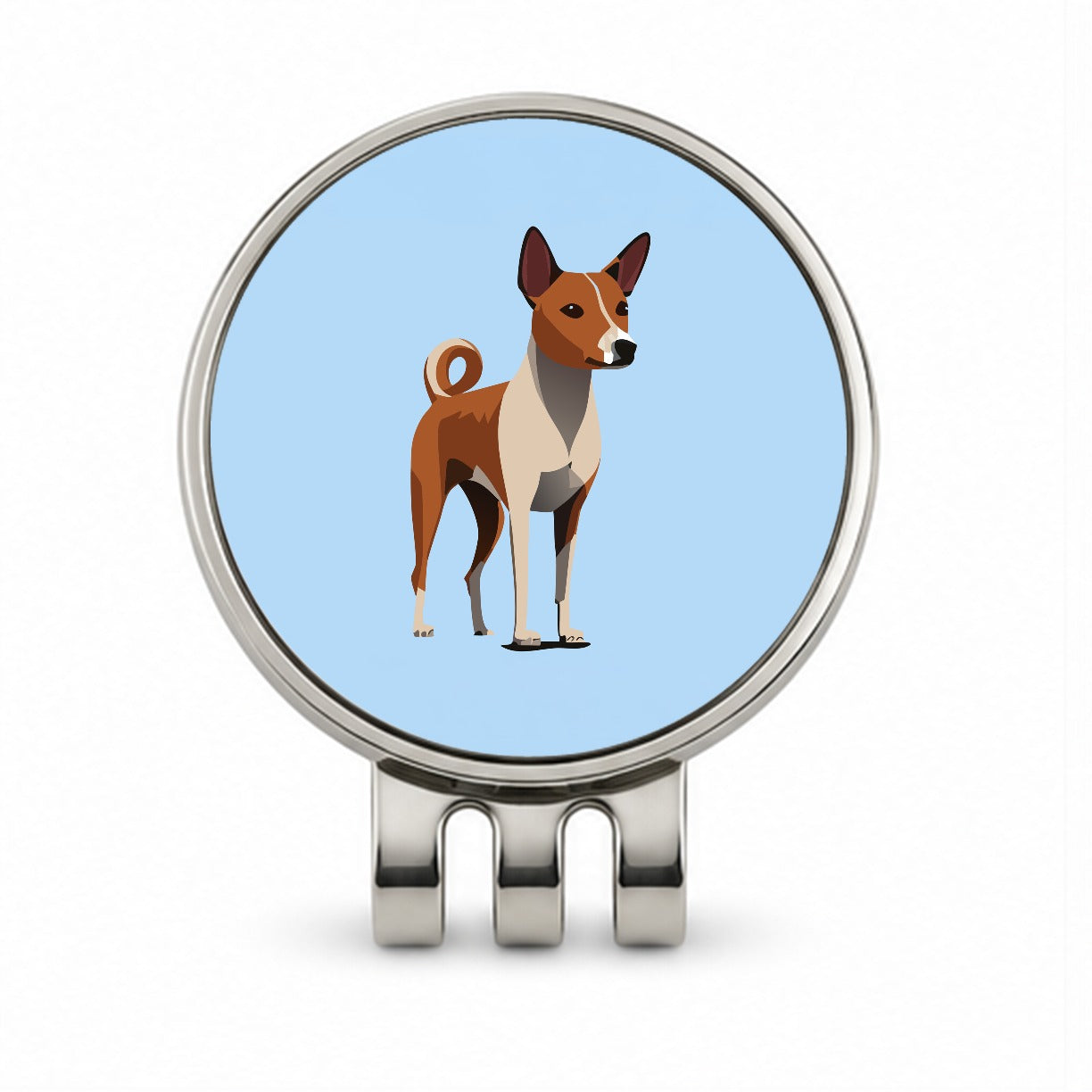 Basenji Dog Standing Golf Hat Clip with Ball Marker