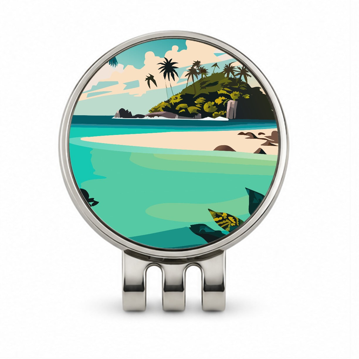Beach Tropical Island Paradise Vacation Golf Hat Clip with Ball Marker
