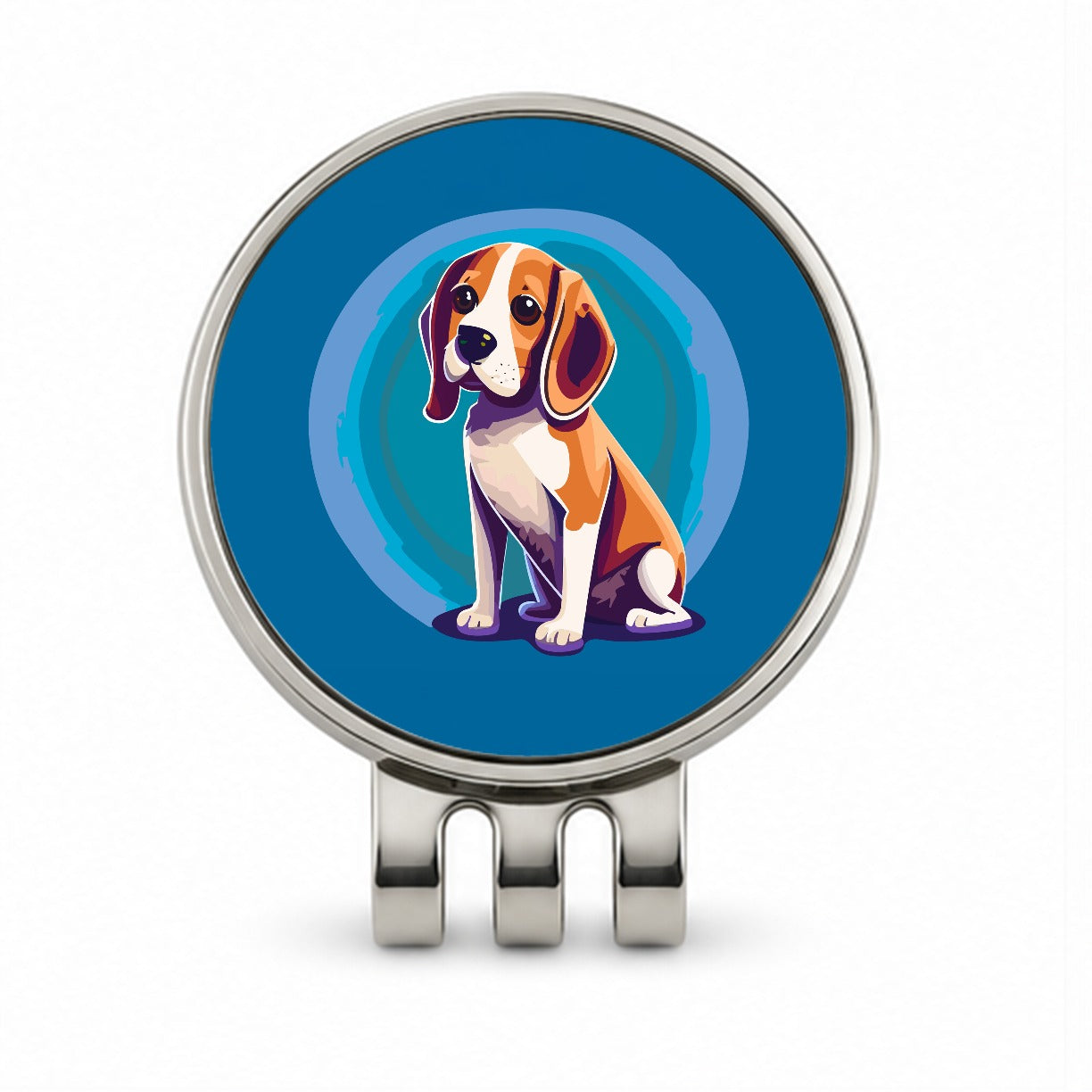 Beagle Dog Sitting Golf Hat Clip with Ball Marker